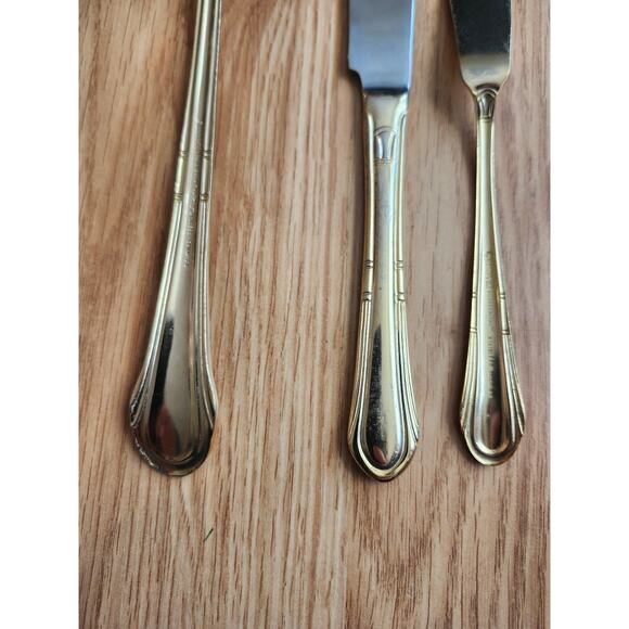 Hampton Silversmiths HSV149 Gold Electroplate Steak Knife Fork Spreader Lot - Picture 8 of 8